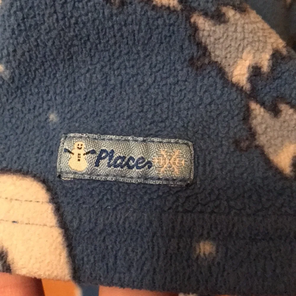 The Children’s Place 7 / 8 fleece pajamas set blue snowmen trees cozy warm VGUC